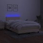 Letto a Molle con Materasso e LED Crema 120x190 cm in Tessuto