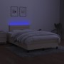 Letto a Molle con Materasso e LED Crema 120x190 cm in Tessuto