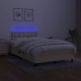 Letto a Molle con Materasso e LED Crema 120x190 cm in Tessuto