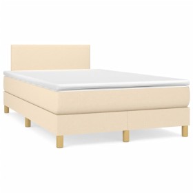 Letto a Molle con Materasso e LED Crema 120x190 cm in Tessuto