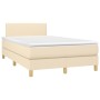 Letto a Molle con Materasso e LED Crema 120x190 cm in Tessuto