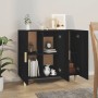 Credenza Nera 90x34x80 cm in Legno Multistrato