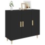 Credenza Nera 90x34x80 cm in Legno Multistrato