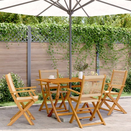 Set Pranzo da Giardino 5 pz Beige Polipropilene/ Legno Massello