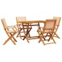 Set Pranzo da Giardino 5 pz Beige in Tessuto e Legno Massello