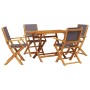 Set Pranzo da Giardino 5pz Antracite Tessuto e Legno Massello