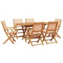 Set Pranzo da Giardino 7 pz Beige in Tessuto e Legno Massello