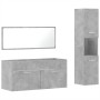 Set Mobili da Bagno 3 pz Grigio Cemento in Legno Multistrato