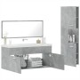 Set Mobili da Bagno 3 pz Grigio Cemento in Legno Multistrato