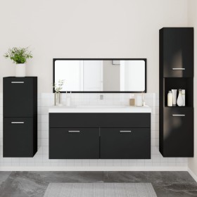 Set Mobili da Bagno 4 pz Nero in Legno Multistrato