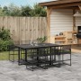 Set da Pranzo da Giardino 7 pz Nero in Polyrattan