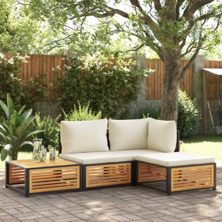 Sgabello da Giardino con Cuscini 68x68x30 cm Massello Acacia