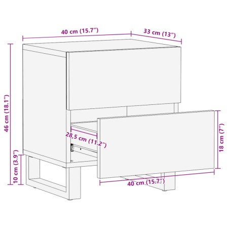 Comodini 2pz 40x33x46 cm in Legno Massello di Mango