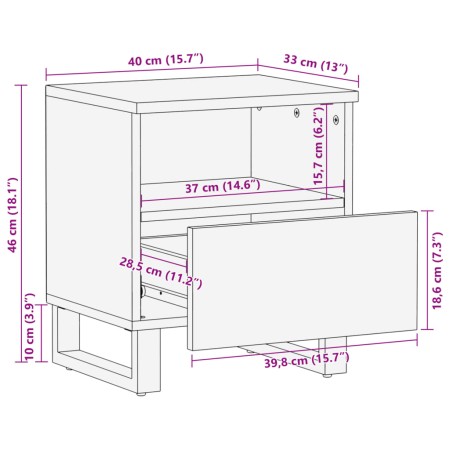 Comodini 2pz 40x33x46 cm in Legno Massello di Mango