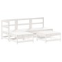 Set Salotto da Giardino 5 pz Bianco in Legno Massello di Pino