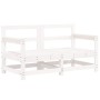 Set Salotto da Giardino 7 pz Bianco in Legno Massello di Pino