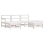 Set Salotto da Giardino 6 pz Bianco in Legno Massello di Pino