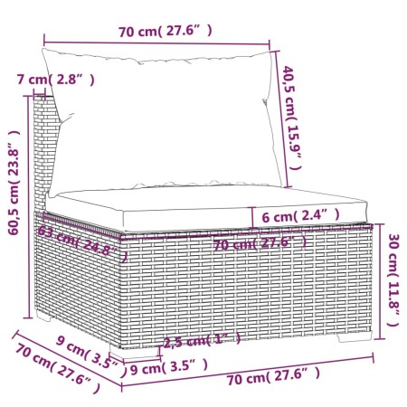 Divano a 4 Posti con Cuscini in Polyrattan Marrone