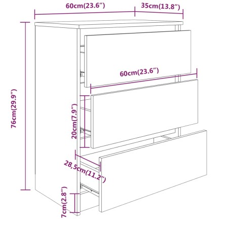 Credenza Rovere Fumo 60x35x76 cm in Legno Multistrato