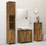 Armadietto Bagno Rovere Fumo 30x30x95 cm in Legno Multistrato