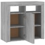 Credenza con Luci LED Grigio Sonoma 80x35x75 cm