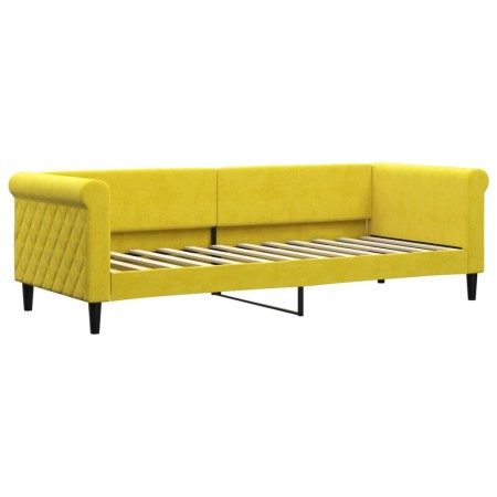 Divano Letto con Materasso Giallo 80x200 cm in Velluto