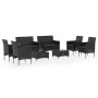 Set Divani da Giardino 8 pz con Cuscini in Polyrattan Nero