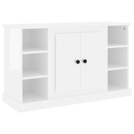 Credenza Bianco Lucido 100x35,5x60 cm in Legno Multistrato