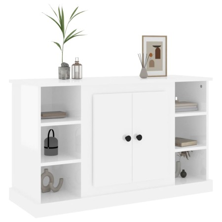 Credenza Bianco Lucido 100x35,5x60 cm in Legno Multistrato