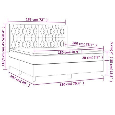 Giroletto a Molle con Materasso Marrone Scuro 180x200cm Tessuto