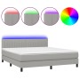 Letto a Molle Materasso e LED Grigio Chiaro 160x200 cm Tessuto