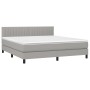 Letto a Molle Materasso e LED Grigio Chiaro 160x200 cm Tessuto