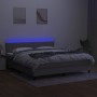 Letto a Molle Materasso e LED Grigio Chiaro 160x200 cm Tessuto