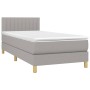 Letto a Molle Materasso e LED Grigio Chiaro 90x190 cm Tessuto