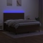 Letto a Molle Materasso e LED MarroneScuro 180x200cm in Tessuto