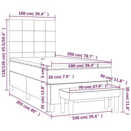 Giroletto a Molle con Materasso Crema 100x200 cm in Tessuto