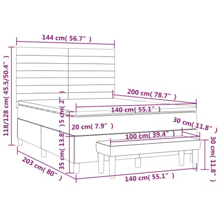 Giroletto a Molle con Materasso Grigio Scuro 140x200cm Tessuto