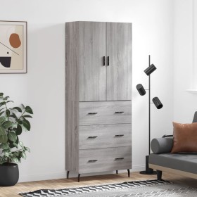 Credenza Grigio Sonoma 69,5x34x180 cm in Legno Multistrato