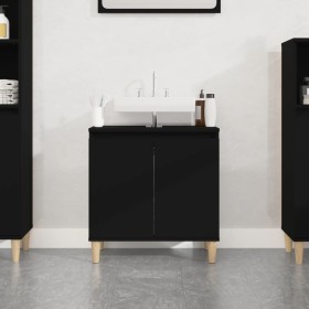 Mobile Lavabo Nero 58x33x60 cm in Legno Multistrato