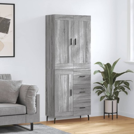 Credenza Grigio Sonoma 69,5x34x180 cm in Legno Multistrato