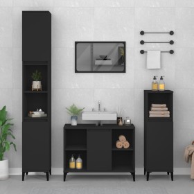 Mobile Lavabo Nero 80x33x60 cm in Legno Multistrato