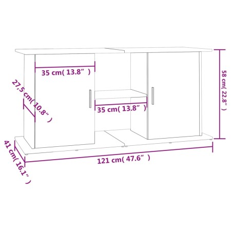 Supporto Acquario 121x41x58 cm Legno Multistrato Grigio Sonoma