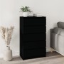 Cassettiera Nera 60x36x103 cm in Legno Multistrato