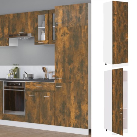 Armadio per Frigo Rovere Fumo 60x57x207 cm in Legno Multistrato