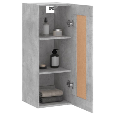 Mobile a Parete Grigio Cemento 34,5x34x90 cm Legno Multistrato