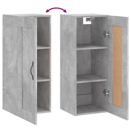 Mobile a Parete Grigio Cemento 34,5x34x90 cm Legno Multistrato