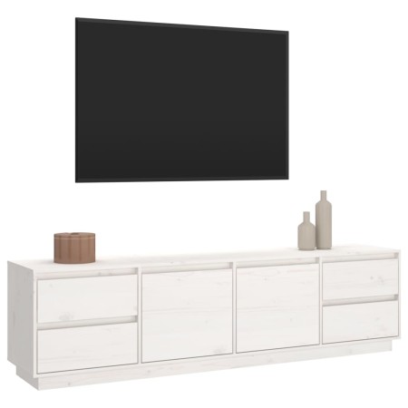 Mobile Porta TV Bianco 176x37x47,5 cm in Legno Massello di Pino