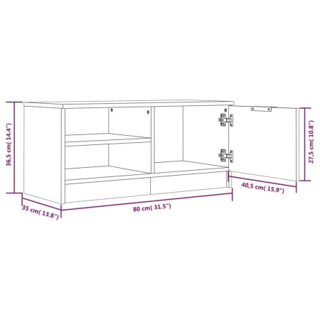 Mobili TV 2 pz Grigio Sonoma 80x35x36,5 cm in Legno Multistrato