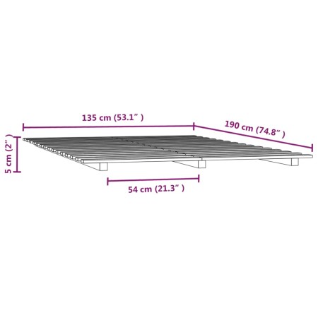 Giroletto Grigio 135x190 cm Legno Massello di Pino