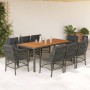 Set da Pranzo da Giardino 9 pz con Cuscini in Polyrattan Grigio